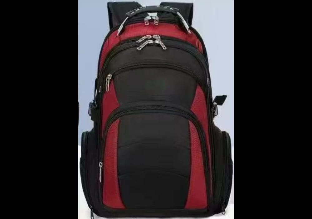 Large Capacity Expandable Backpack with USB Charging - Black & Red