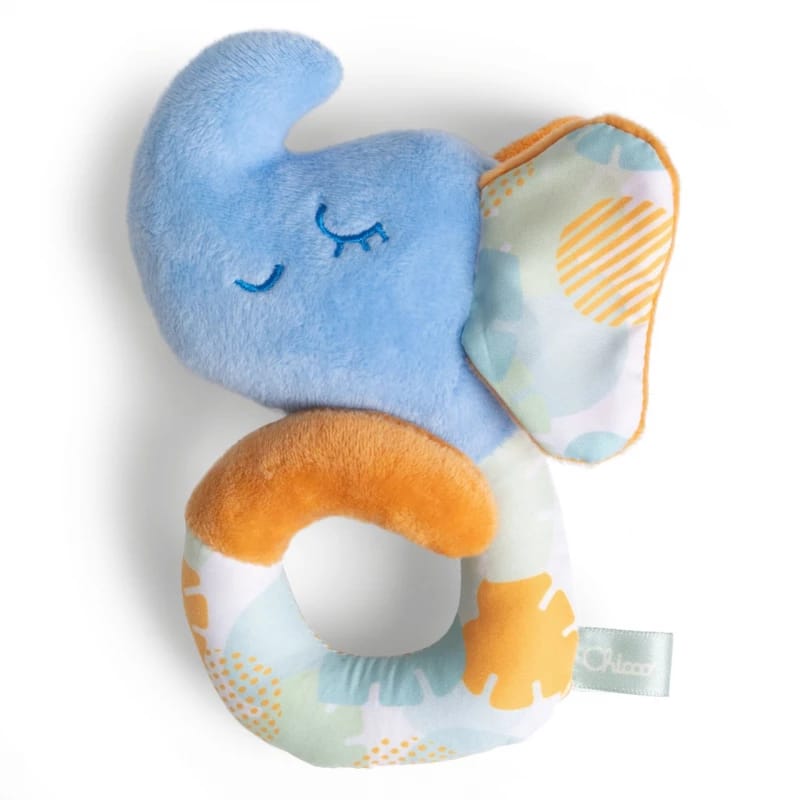 Chicco Baby Elephant Soft Fabric Rattle Toy, 3-24 Months