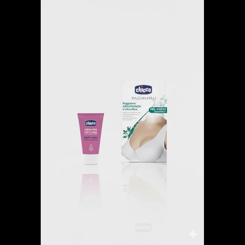 Chicco Microfiber Nursing Bra White 4C + Protective Nipple Cream – Breastfeeding Comfort Set