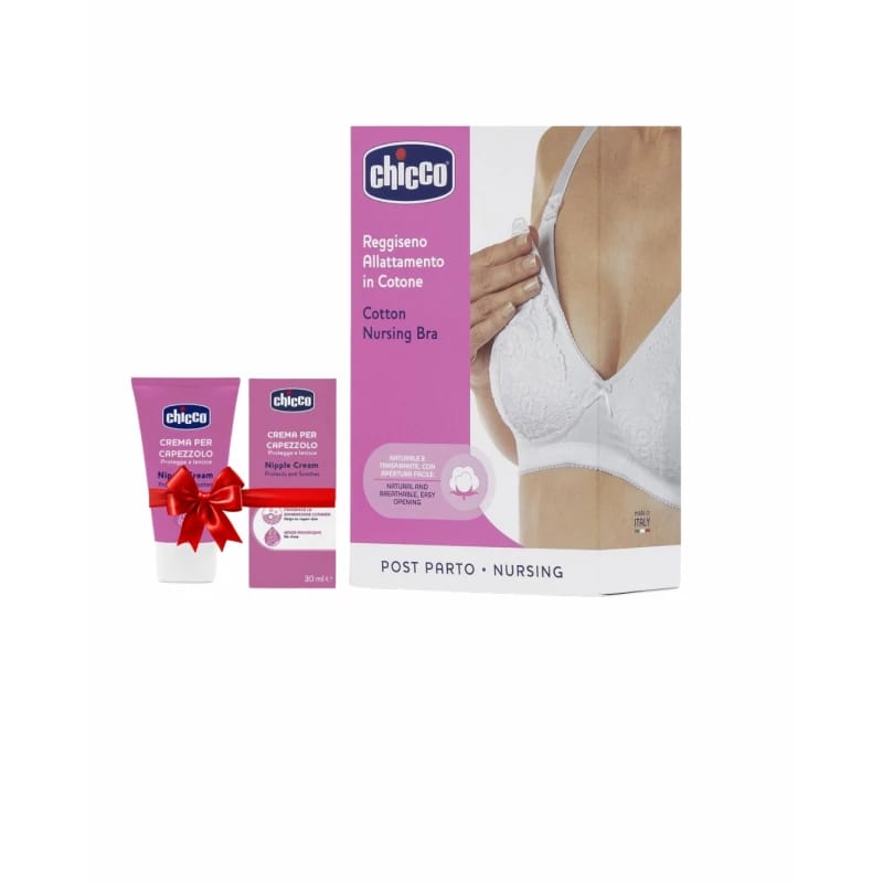 Chicco Cotton Nursing Bra White 6D – Comfortable Maternity Bra for Breastfeeding Moms