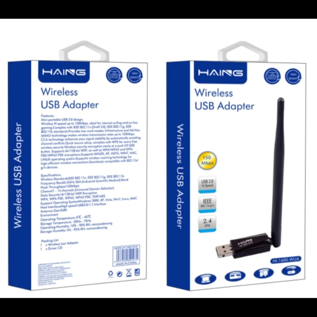 HAING HI-1600-WUA USB Wireless Network/LAN Dongle Adapter 150 Mbps