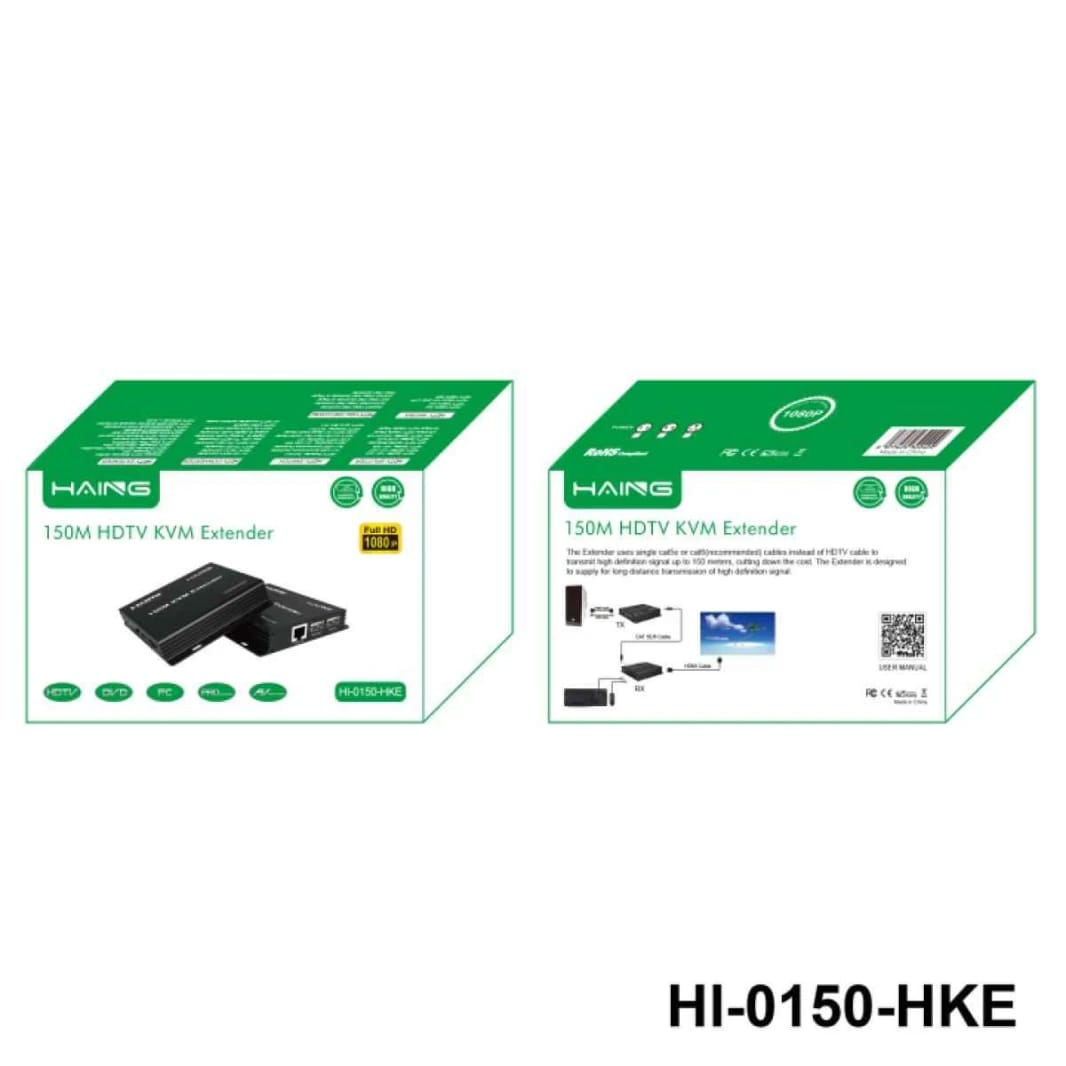 موسع HDMI HAING HI-0150-HKE مع USB KVM، يدعم 150 متر و1080P