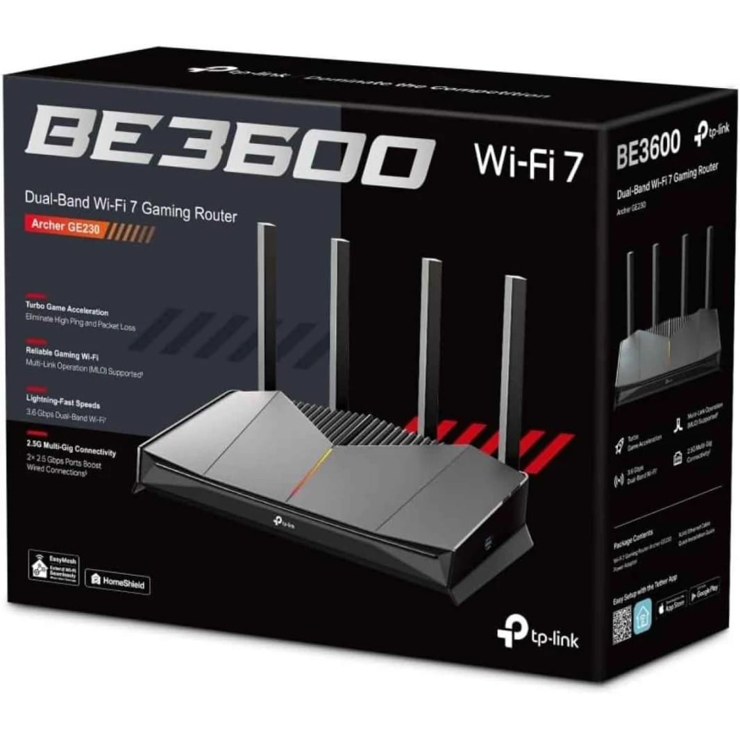 Tp Link Archer GE230 BE3600 Dual Band WiFi 7 Router, Black