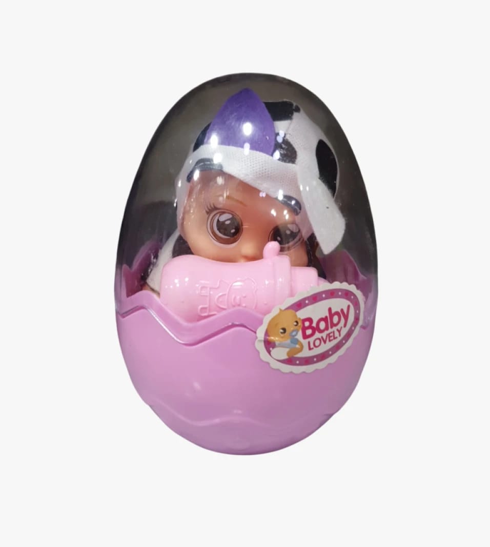 Baby Lovely Doll for Kids with Football Design Hoodie Featuring Milk Bottle Inside Colorful Transparent Plastic Egg