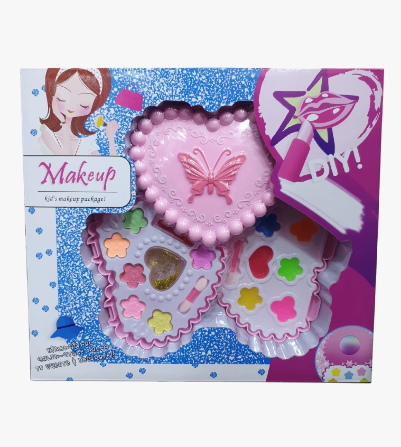 3D Kids Makeup Set with Beautiful Design for Children, Includes Sparkling Colors and Attractive Design for Fun and Creativity