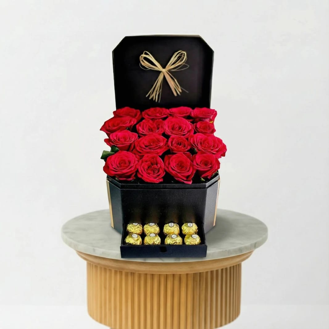 Sweet Blossoms Box - Roses and Chocolate Gift