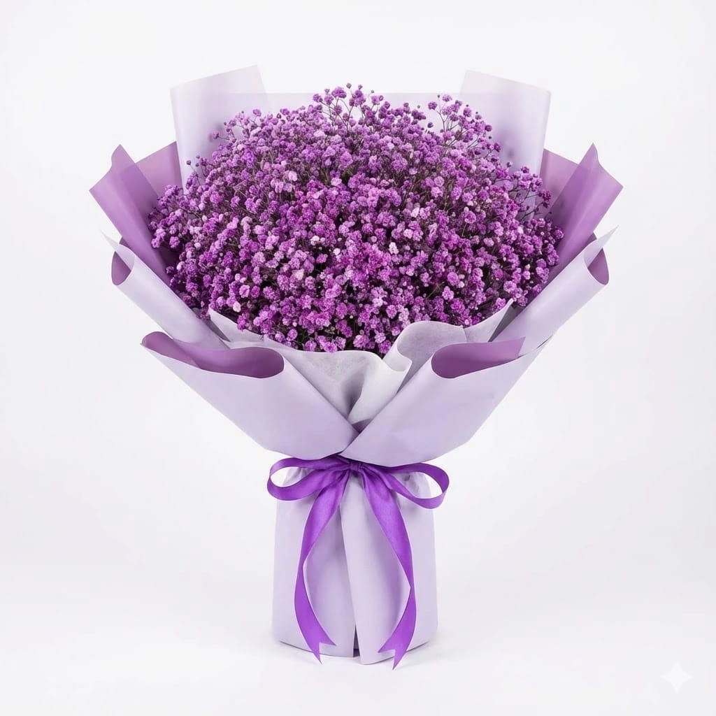 Purple Gypsophila Cloud Hand Bouquet