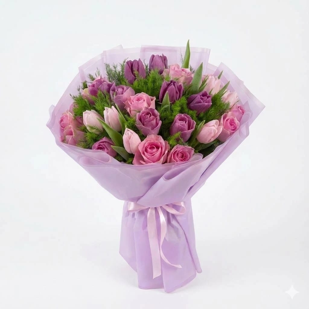 Enchanting Lavender Rose & Tulip Bouquet