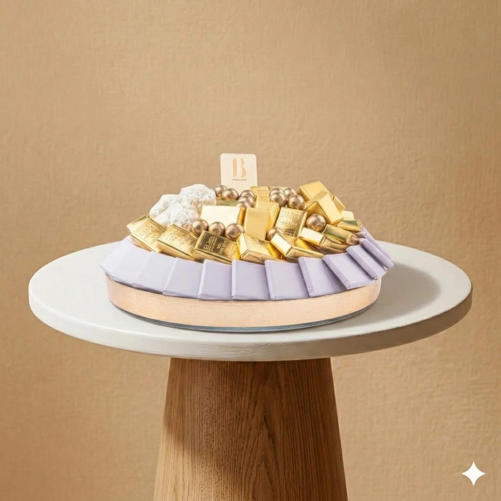 Gold Glass Bowl with Premium Chocolate Arrangement