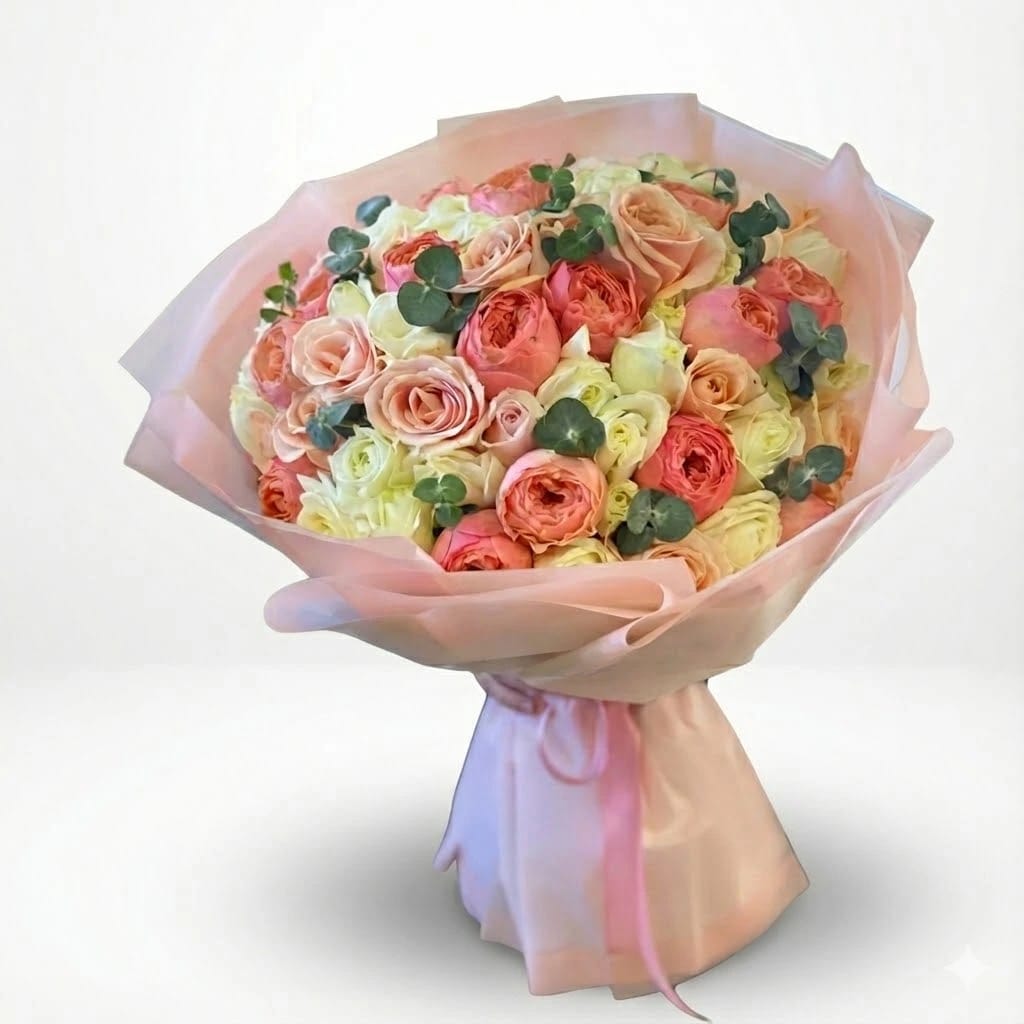 Mix Roses & Eucalyptus Garden Bouquet