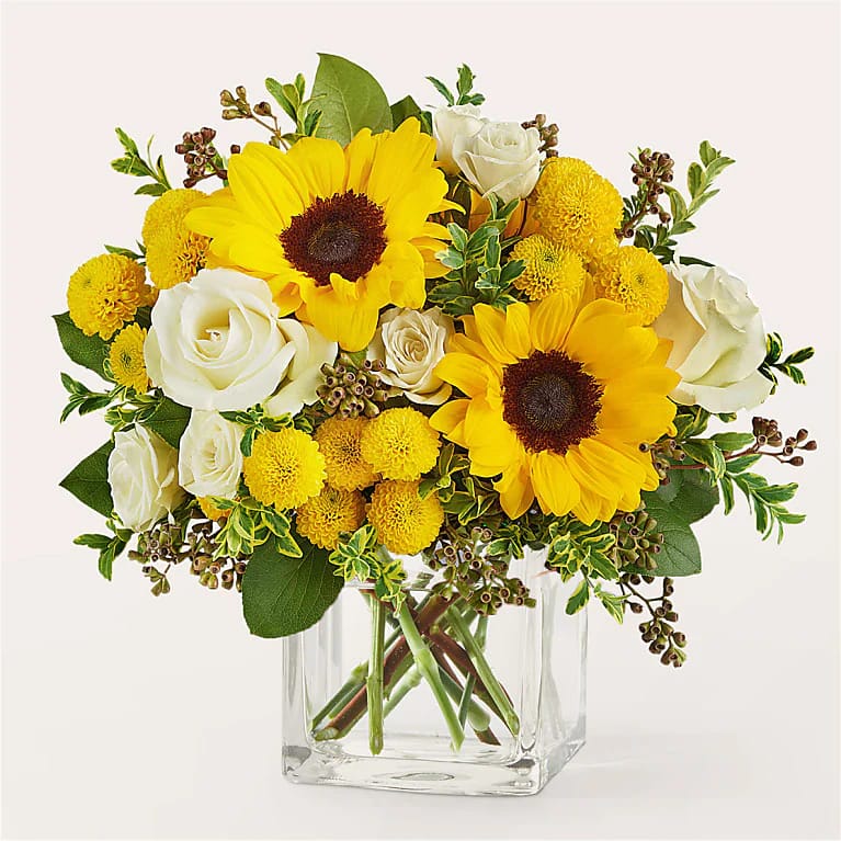 Golden Radiance Sunflower & Rose Arrangement