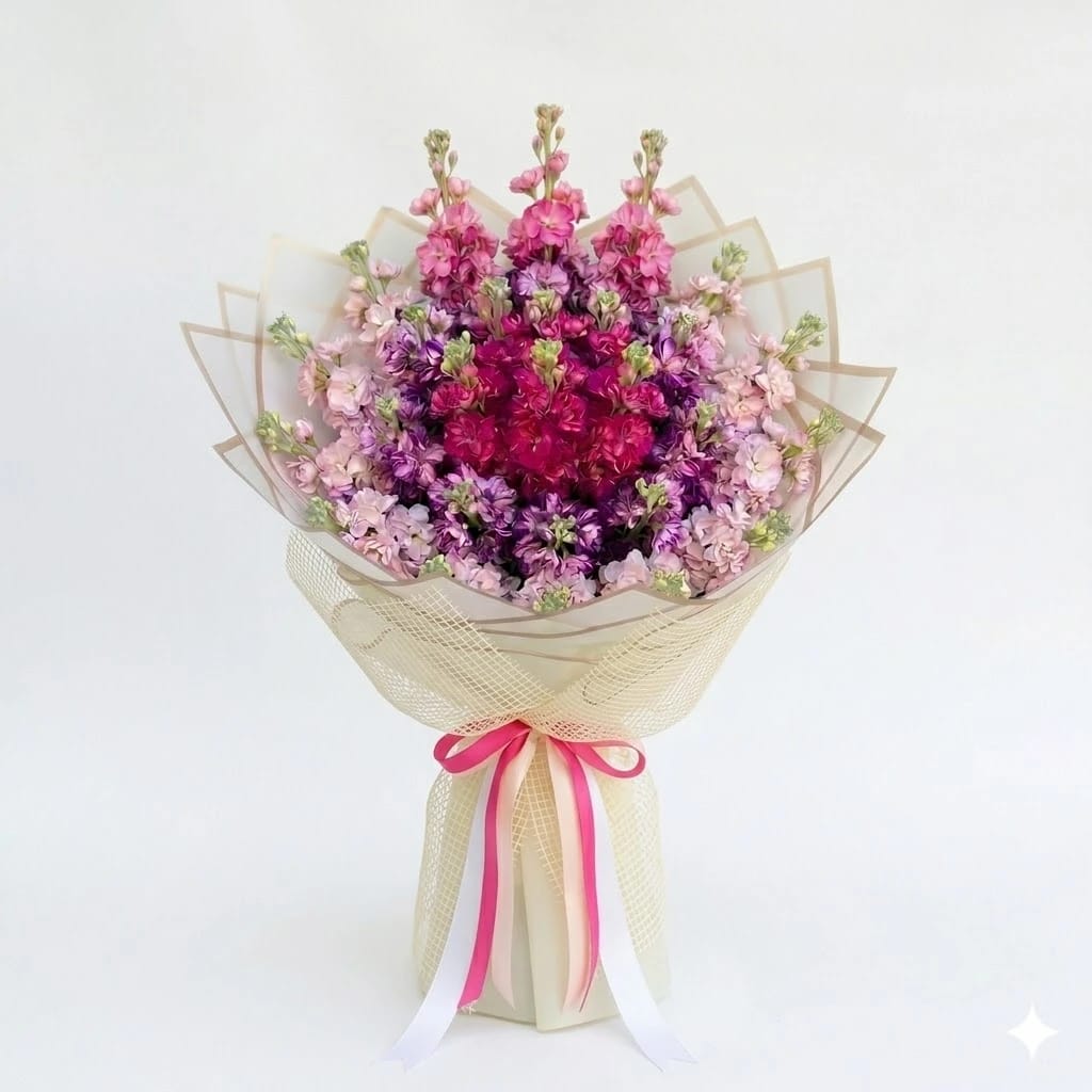 Luxury Pink & Purple Matthiola Bouquet