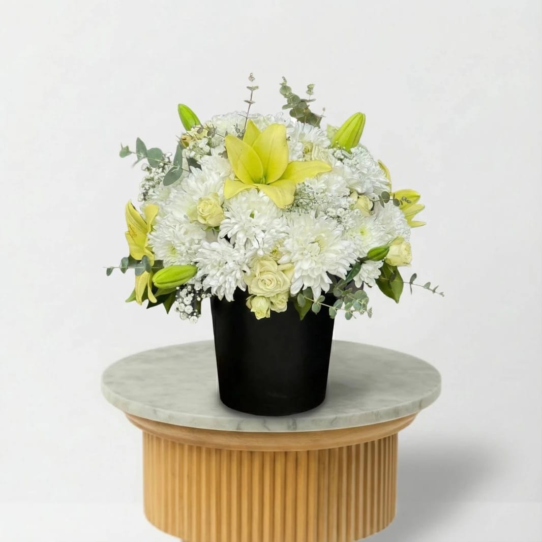 Graceful White & Yellow Lily Arrangement