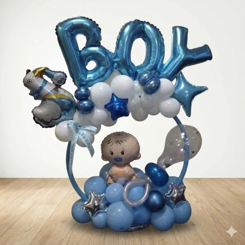 Blue Balloon Ring Decoration for Newborn Reception