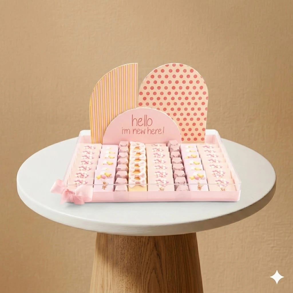 Baby Girl Plexi Tray with Customized Chocolate Arrangement