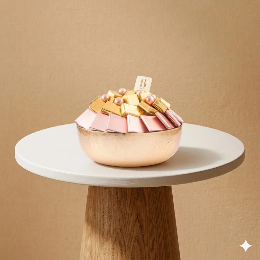 Gold Glass Bowl with Premium Chocolate Assortment