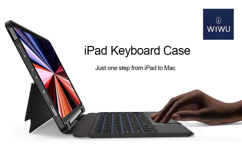 WIWU Bluetooth Mag Touch iPad Keyboard Case - English & Arabic Layout