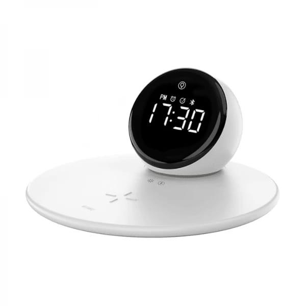 WIWU WI-W017 Wireless Charger with Digital Clock and Bluetooth Speaker - White