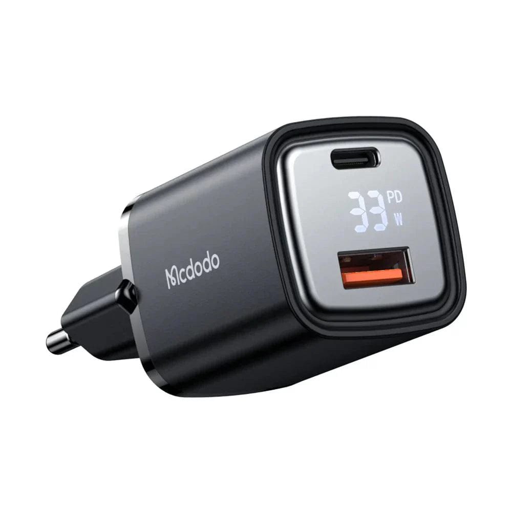 Mcdodo 33W PD & QC Dual Port Fast Charger with Digital Display - Black