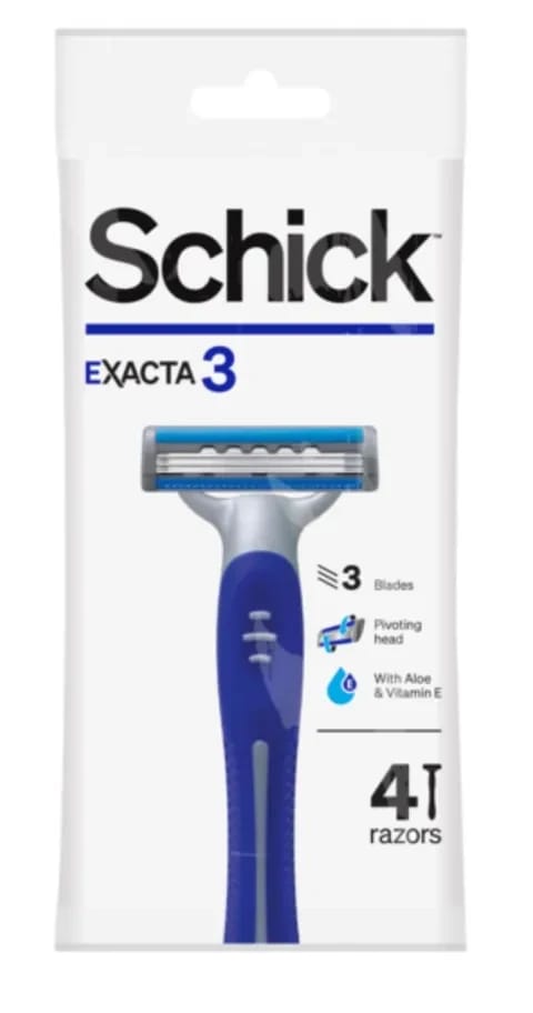 Schick Exacta 3 Razor for Men - 4 Pack