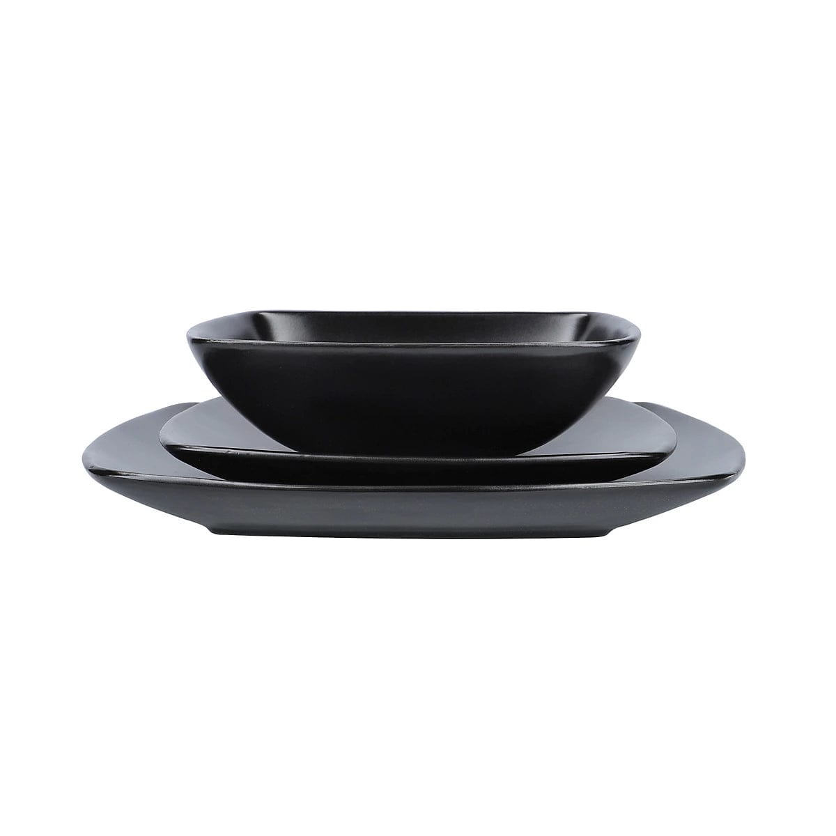 Creative Tops Raven Black Stoneware Square 12‑Piece Dinner Set