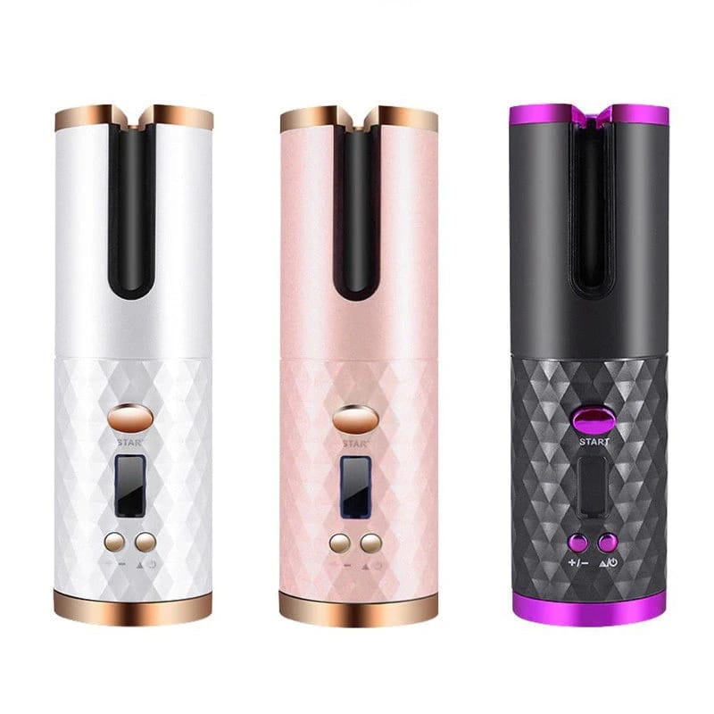 Cordless USB Auto Hair Curler with LED Display 150-200°C