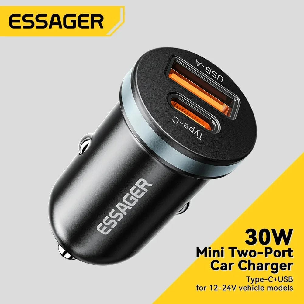 شاحن سيارة Essager 30W بمنفذي USB وType-C