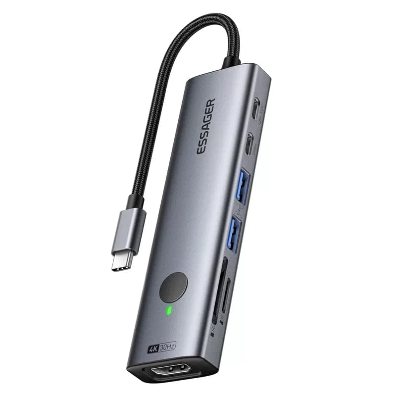 Essager محول USB-C 7 في 1 مع HDMI وشحن سريع PD و USB 3.0