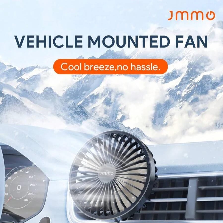 مروحة سيارة JMMO مع إضاءة LED و3 إعدادات للسرعة