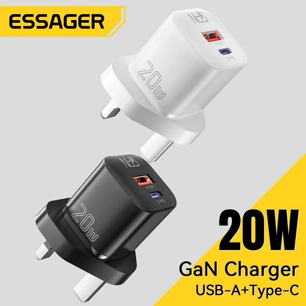 ESSAGER 20W GaN Charger - Fast Charging with Dual Ports