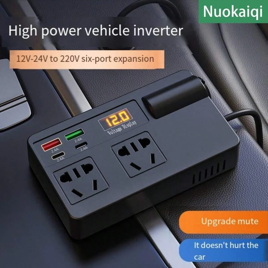200W Car Power Inverter – QC3.0 Fast Charging & 12V/24V to 220V Converter