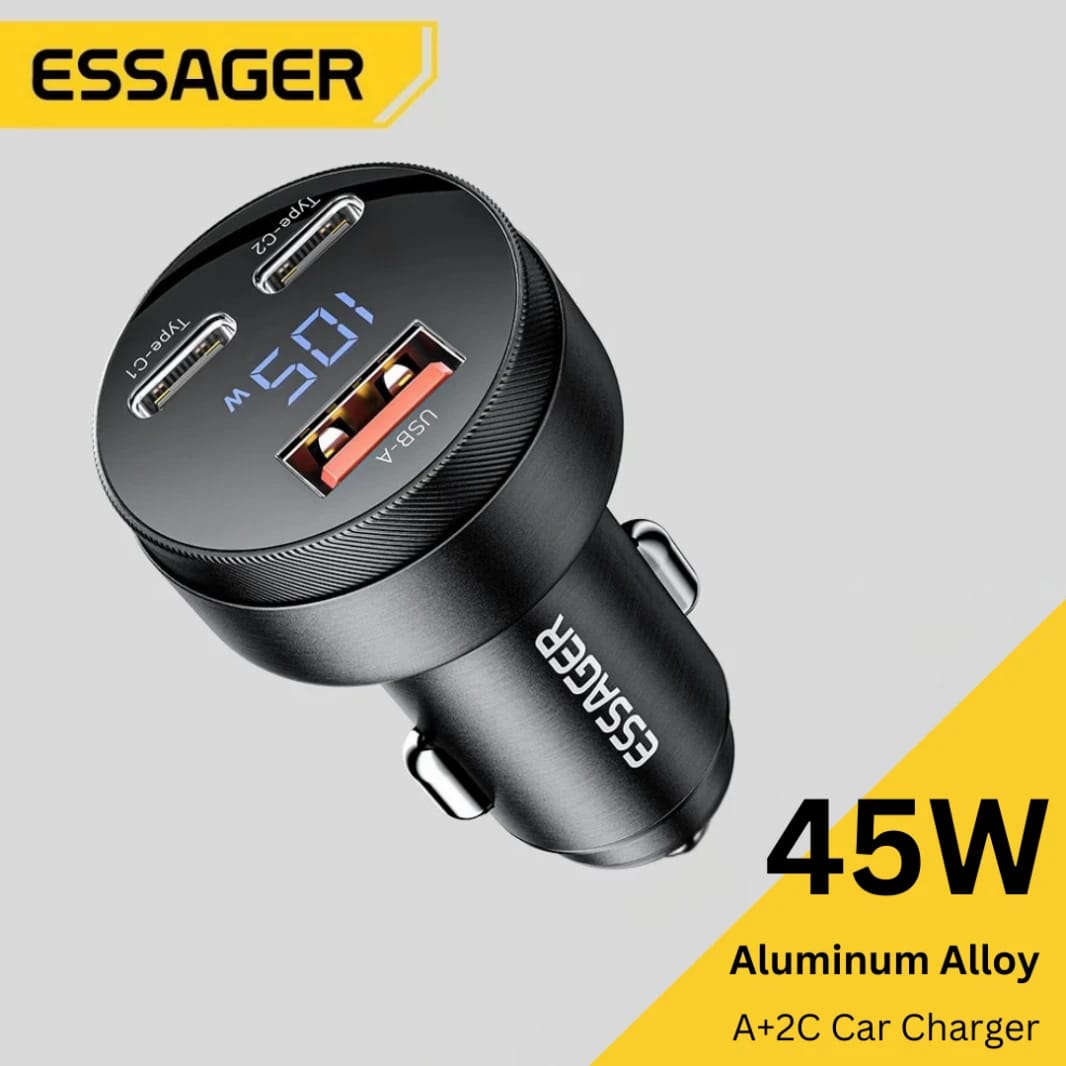 Essager 45W Fast Car Charger with Digital Display