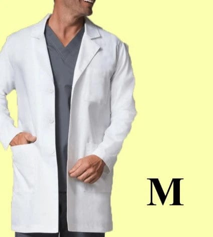 معطف مختبر بوليستر أبيض - مقاس M
