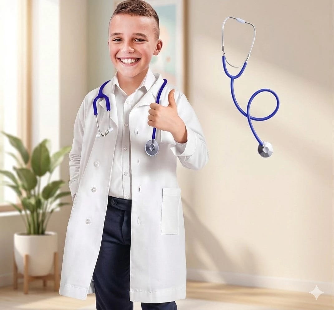 Polyester Lab Coat for Kids - White - Size 6