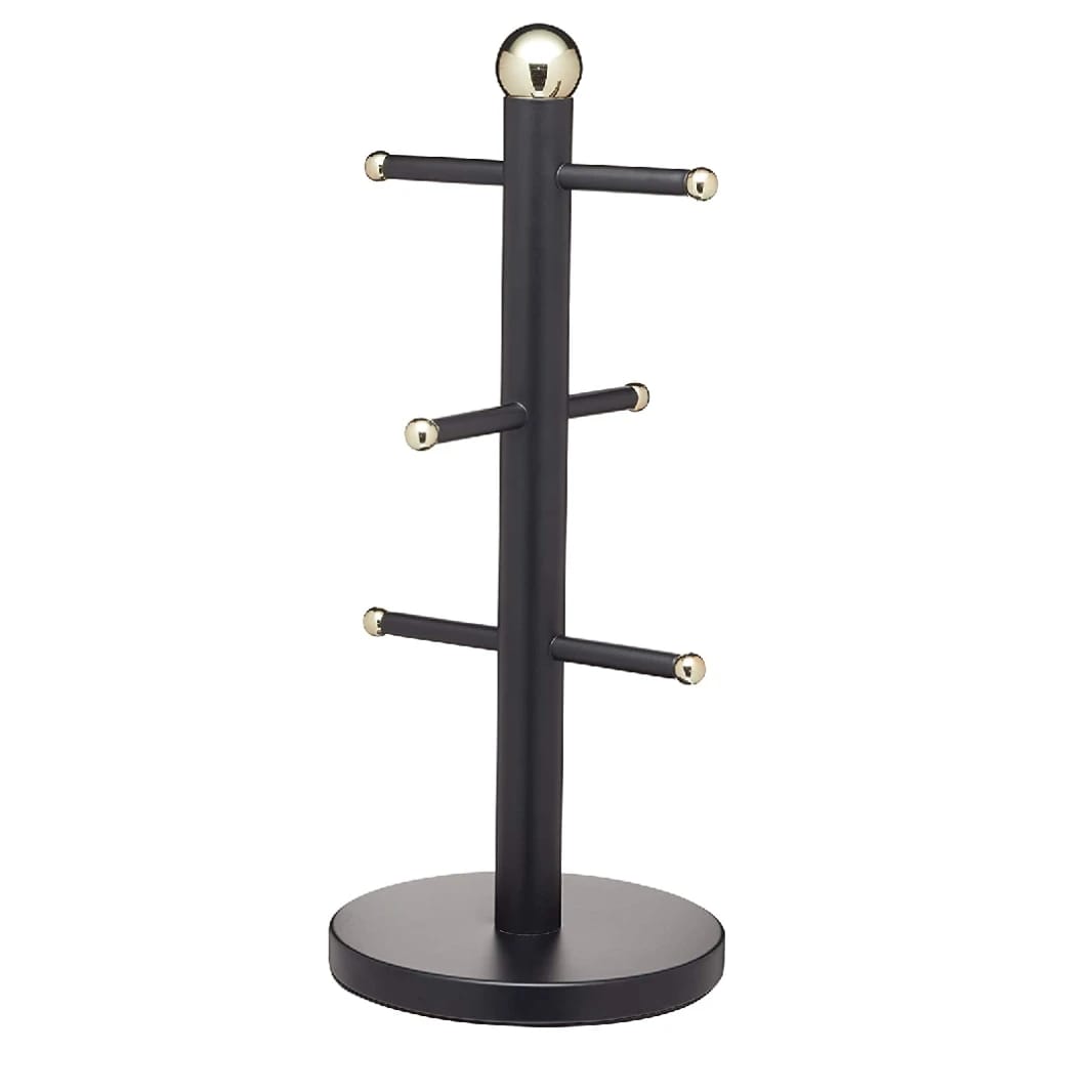 MasterClass Brass Effect Kitchen Roll Holder, Black/Brass, 15 x 15 x 35 cm