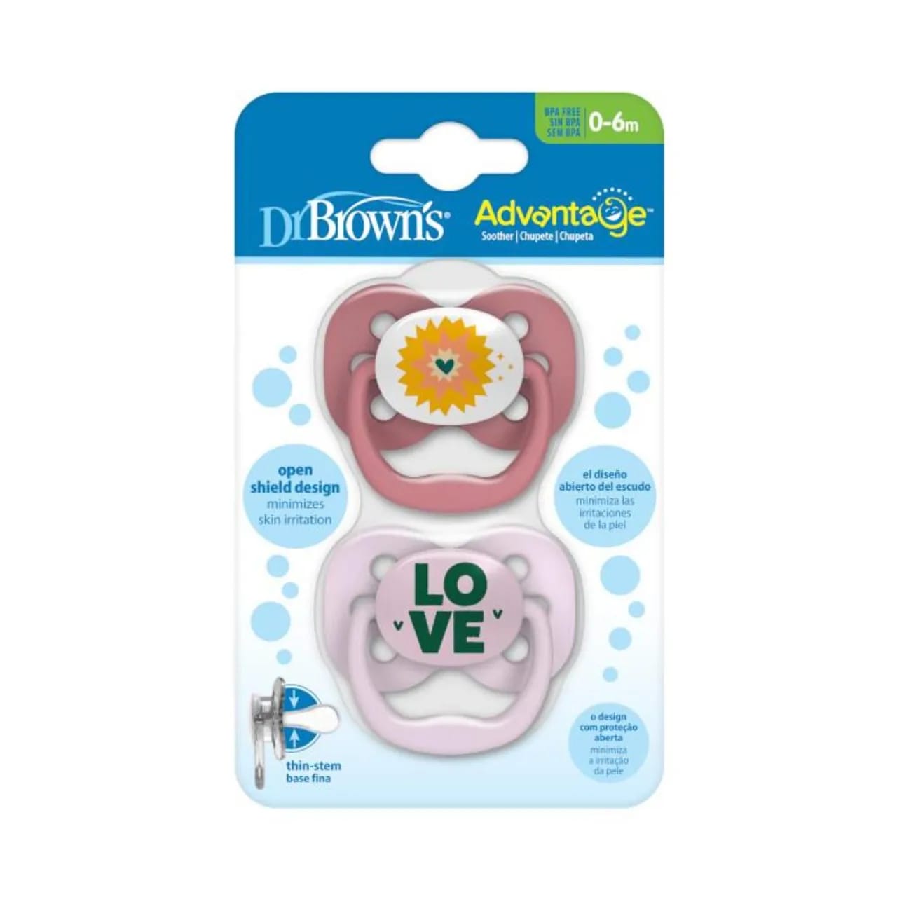 Dr. Brown’s – Stage 1 Advantage Pacifier 2pcs – Pink