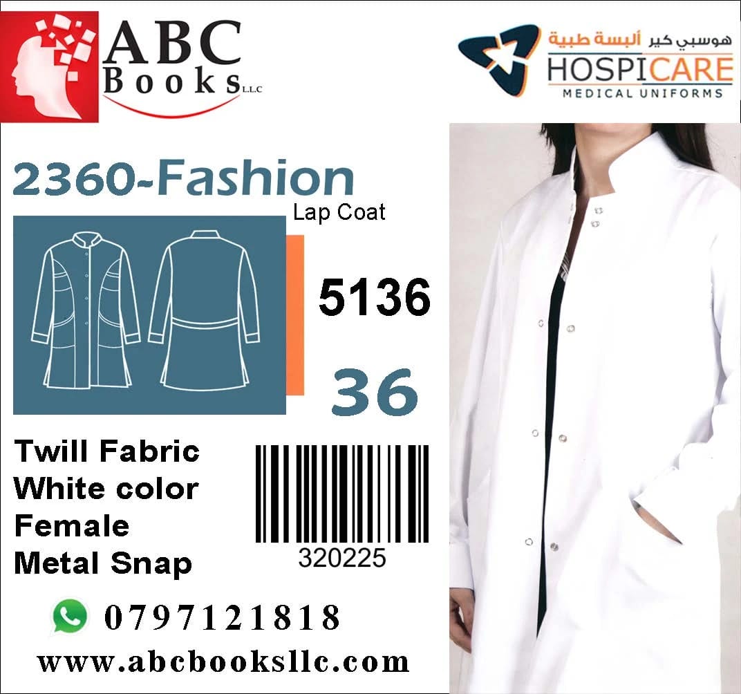 Hospicare Fashion Lab Coat - Female Twill Fabric Belted Metal Snap White 36