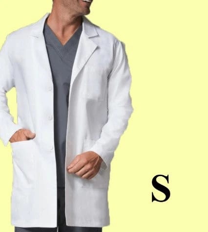 معطف مخبري بوليستر - أبيض - مقاس S