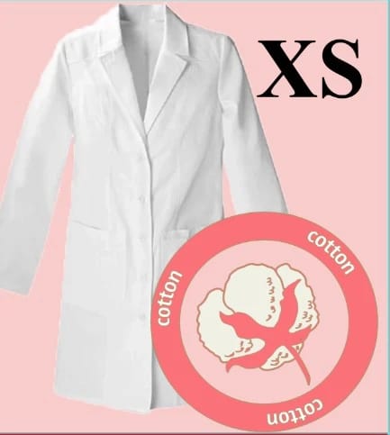 معطف مختبر قطني للجنسين أبيض XS
