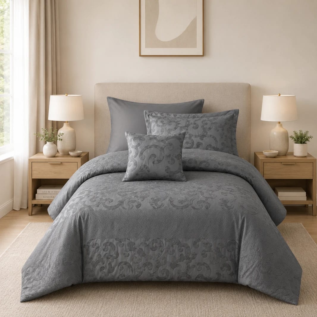 5-Piece Embroidered Jacquard Single Comforter Set
