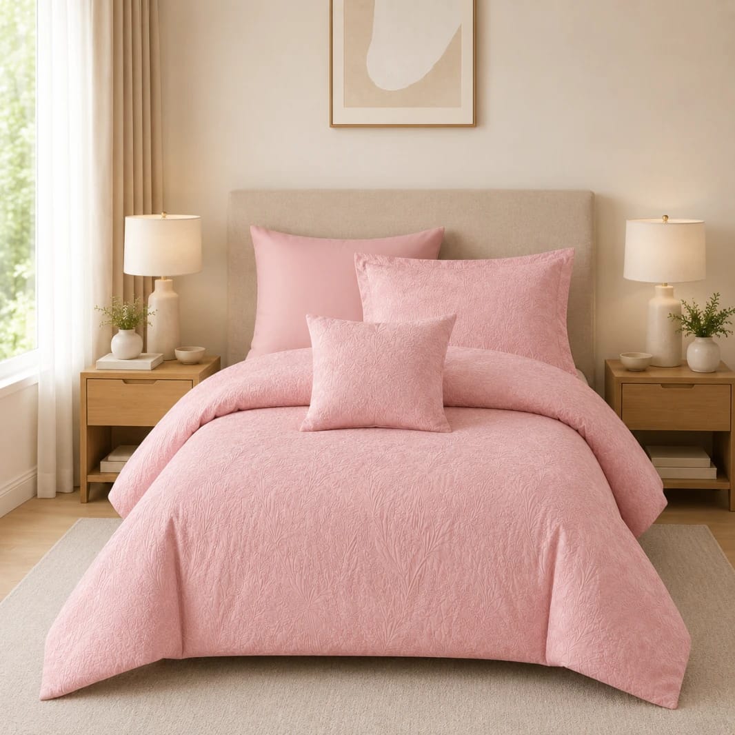 Jacquard Embroidered Twin & Half Comforter Set - 5 Pieces