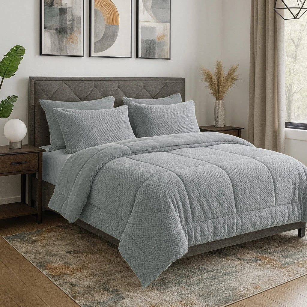 Rabbit Fur Double Comforter Set 6 Pieces
