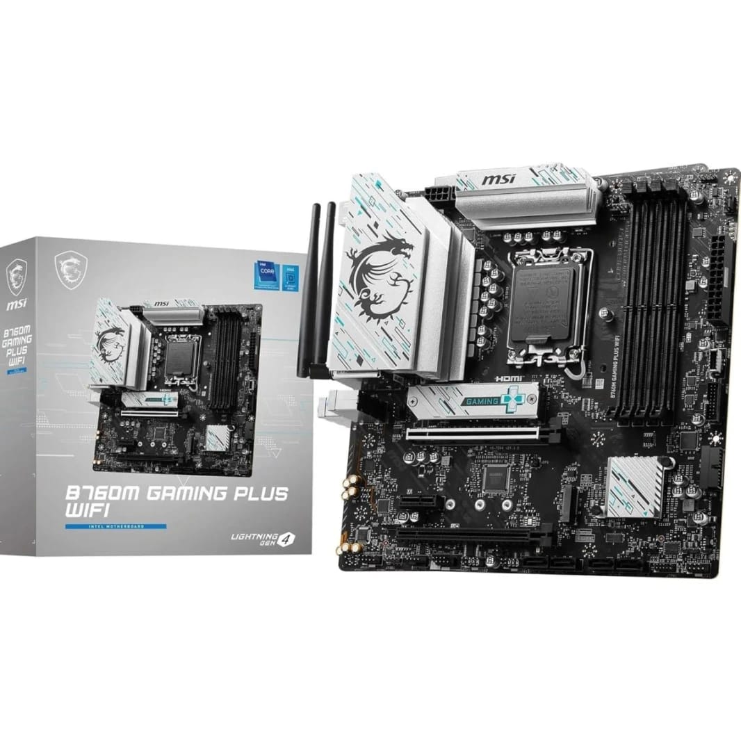 MSI B760M GAMING PLUS WIFI 6E mATX Supports 14th/13th/12th Gen DDR5 PCIe 4.0 2x M.2 Gen 4 2.5G LAN - Black
