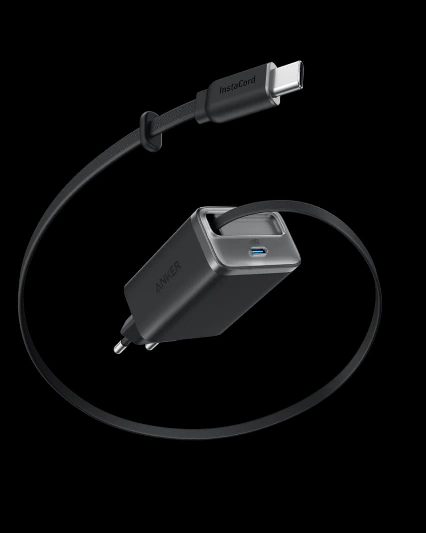 شاحن أنكر نانو USB C مع كابل قابل للسحب من أنكر، 35 واط، شاحن مدمج بمدخلين