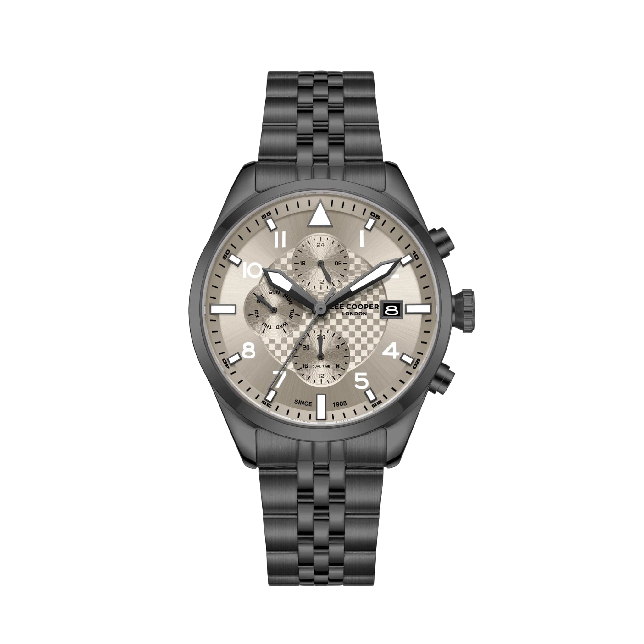 Lee Cooper Falken Gun Metal Greige Dial Stainless Steel Watch for Men