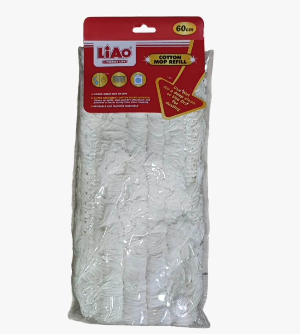 Liao Cotton Mop Refill 60cm, Durable and Efficient Floor Cleaning Design Ideal for Homes and Offices