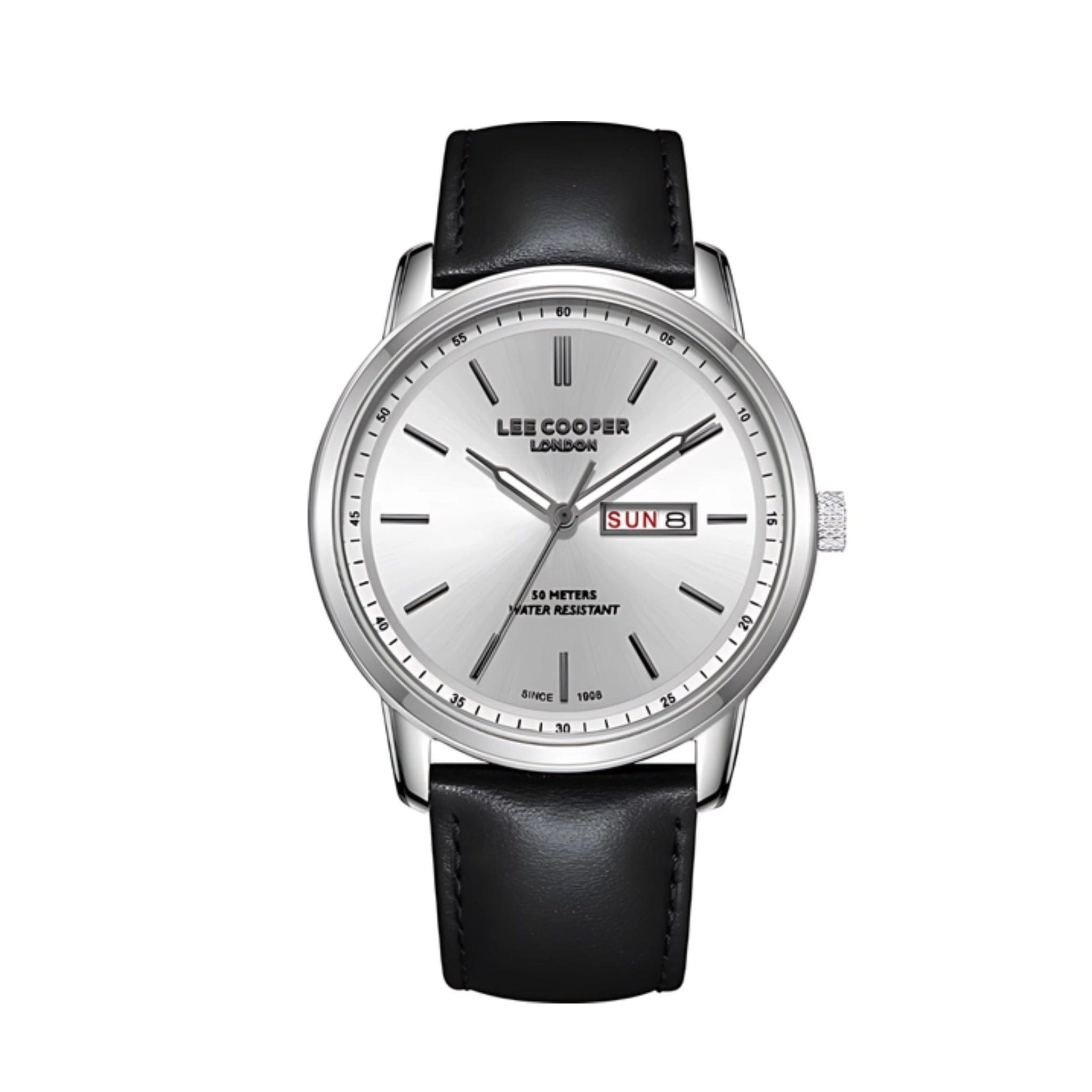 Lee Cooper Dream Black Leather Silver Dial Watch for Men