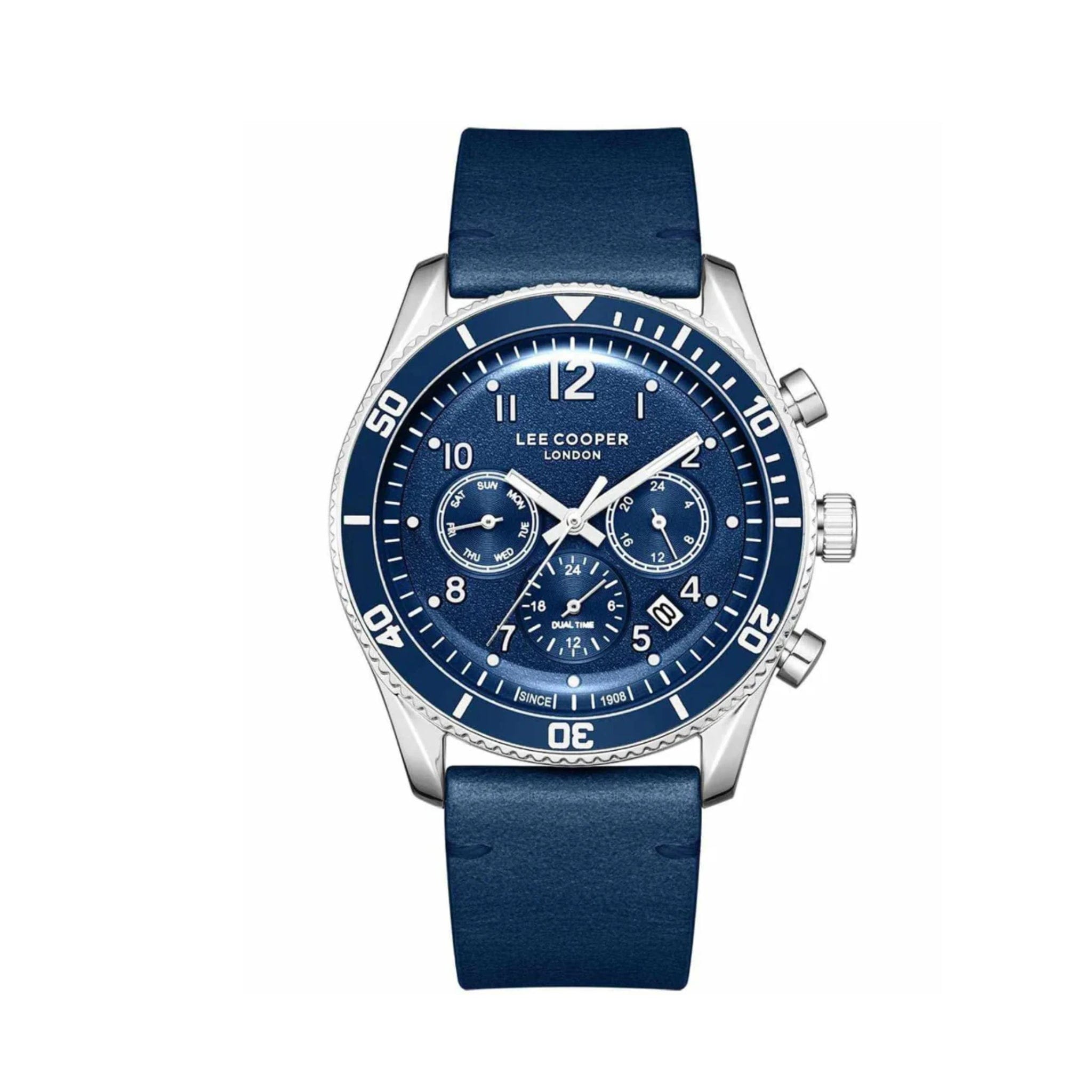 Lee Cooper Blue Dial Leather Strap Men's Watch
