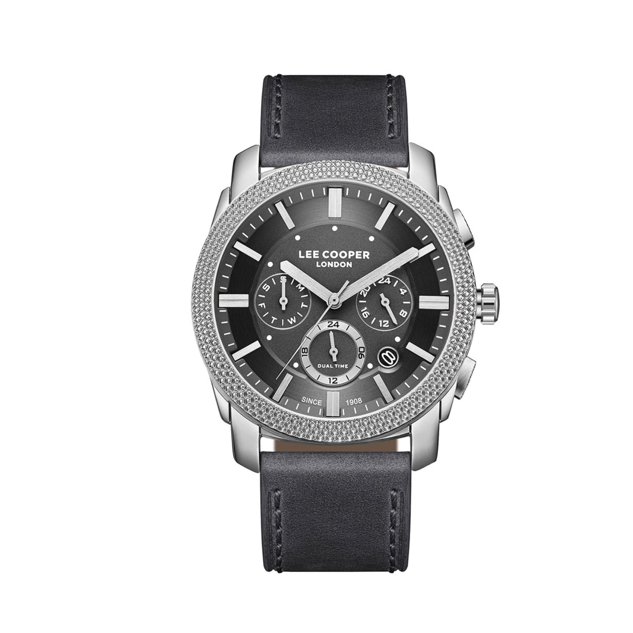 Men's Watch LEE COOPER Multifunction Black Leather Strap