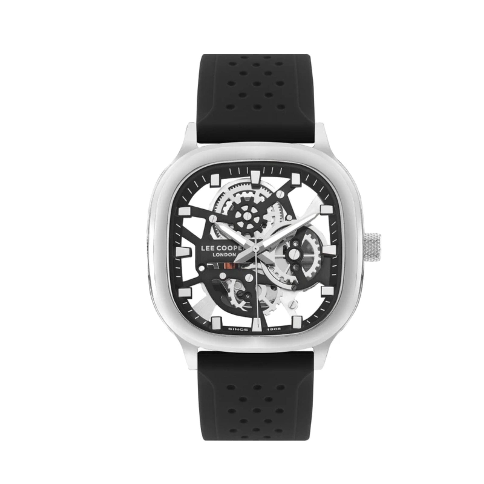 Lee Cooper Colossus Black Rubber Silver Dial Men's Watch